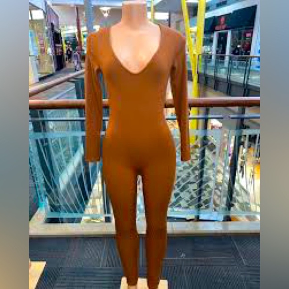 FCT • Camel Ribbed Stretchy Jumpsuit • Medium •